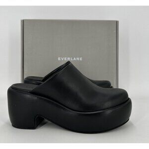 Everlane The Puffa Clog in Black Leather 10.5 Women's Platform Sip-on Mule